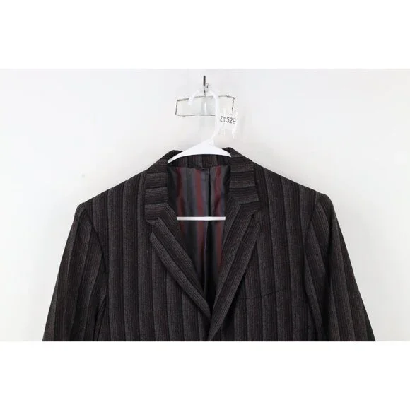 Vintage 50s 60s Rockabilly Mens 40R Wool Striped Blazer Suit Coat